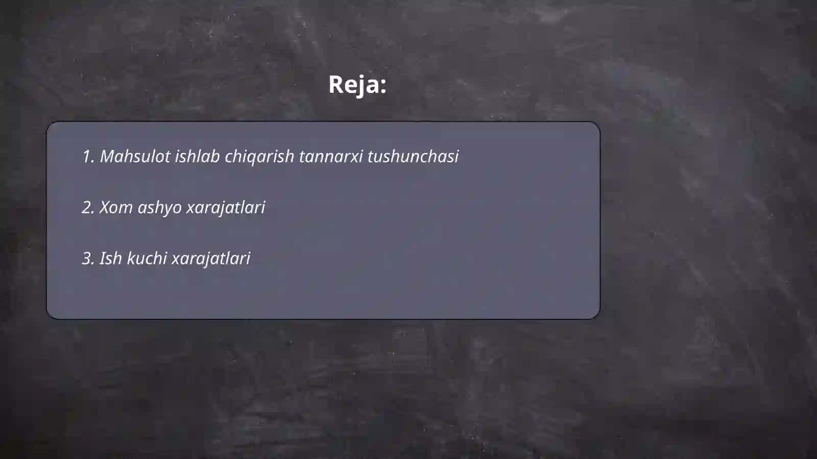 Mahsulot ishlab chiqarish tannarxi hisobi 2