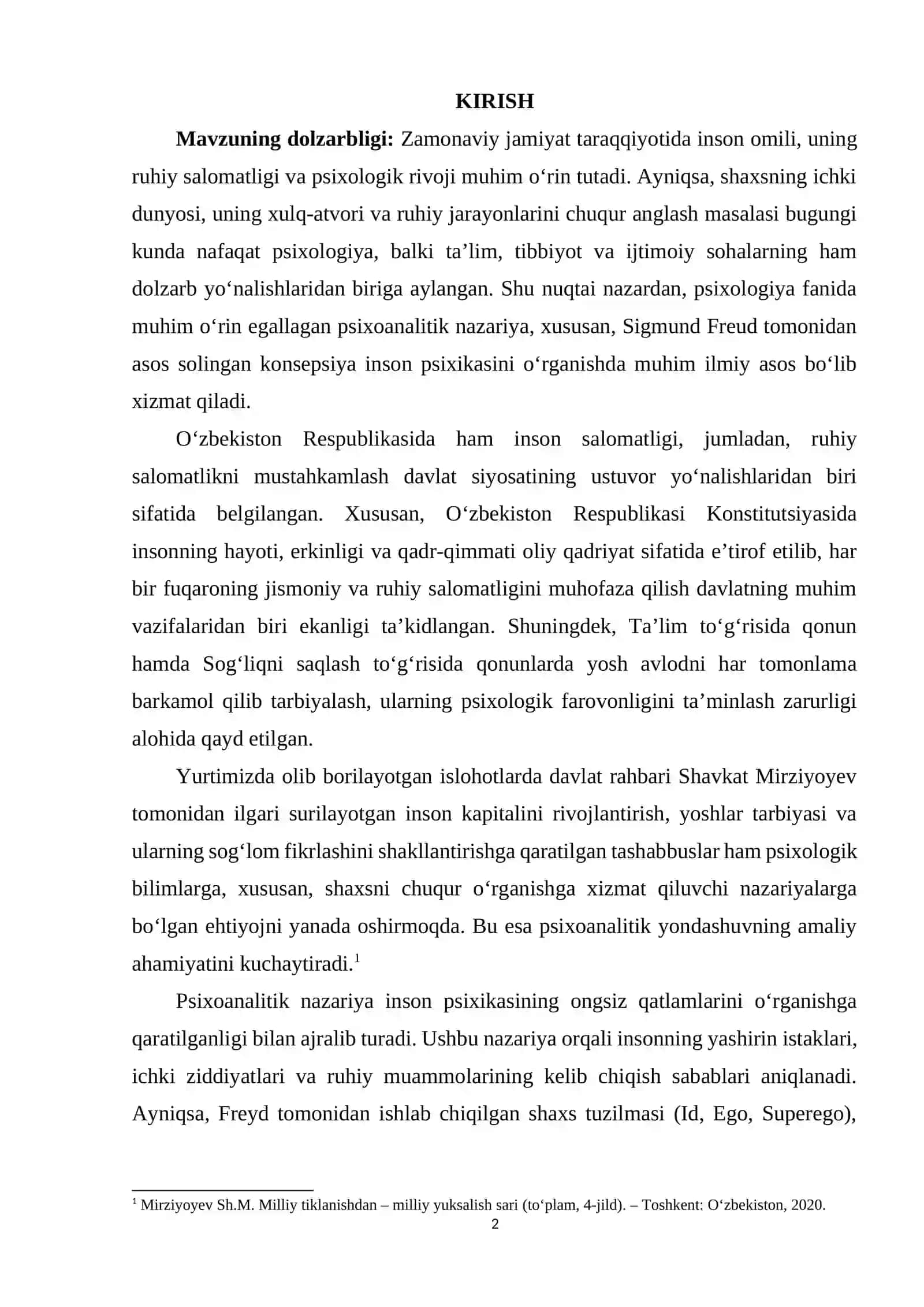PSIXOANALITIK NAZARIYA VA UNING INTERPRETATSIYALARI (SIGMUND FREYD KONSEPSIYASI ASOSIDA) 2