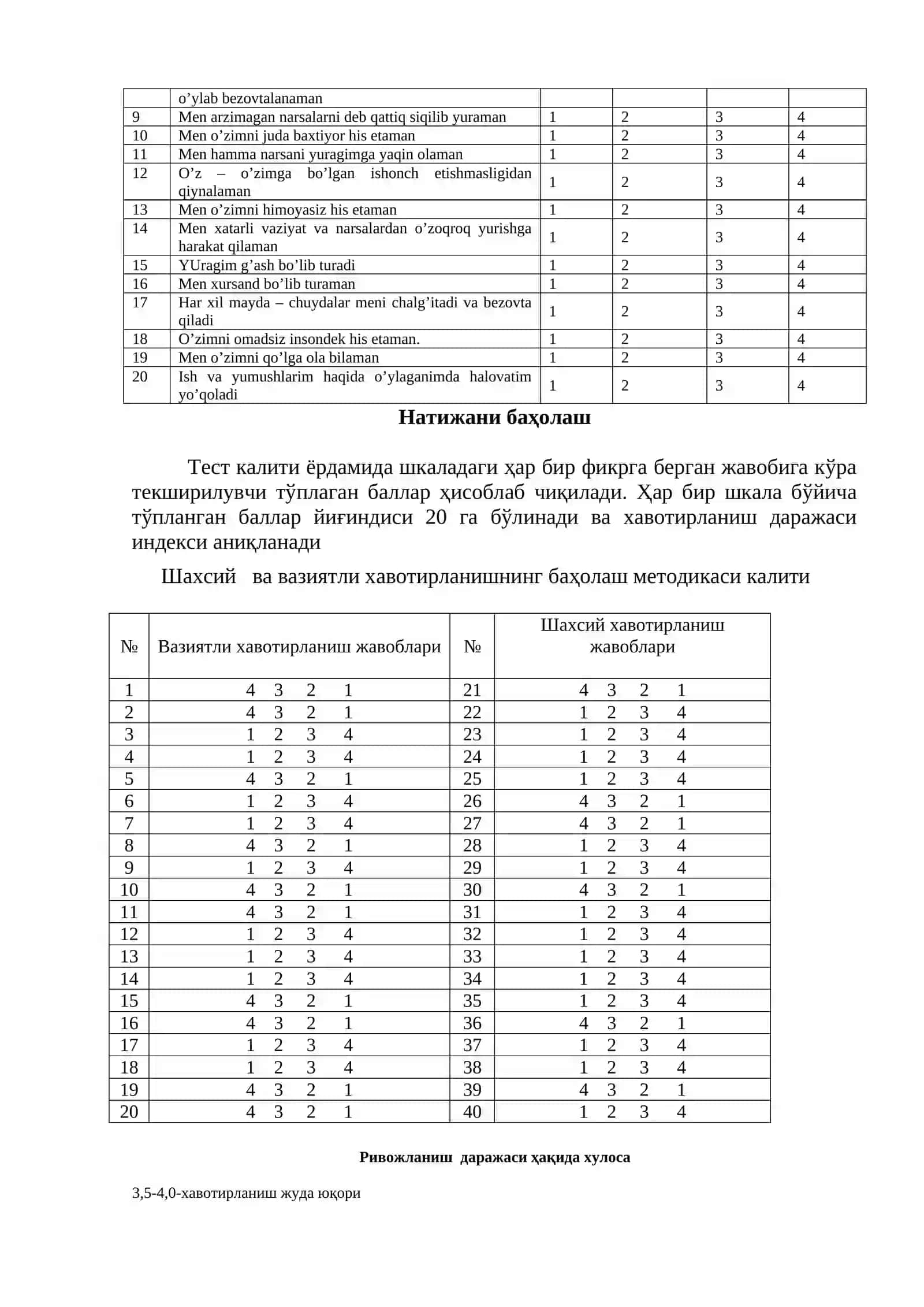 Hissiy soha psixodiagnostikasi (2 soat) 2