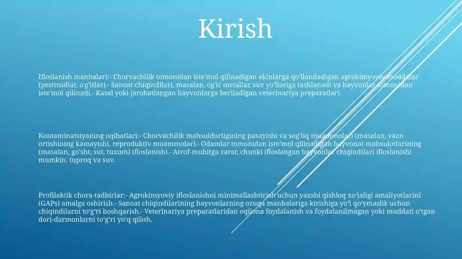 Оziq-Оvqаt Mаhsulоtlаrining Chorvachilikda Qo’Llaniladigan Moddalar BilanIfloslanishi 2