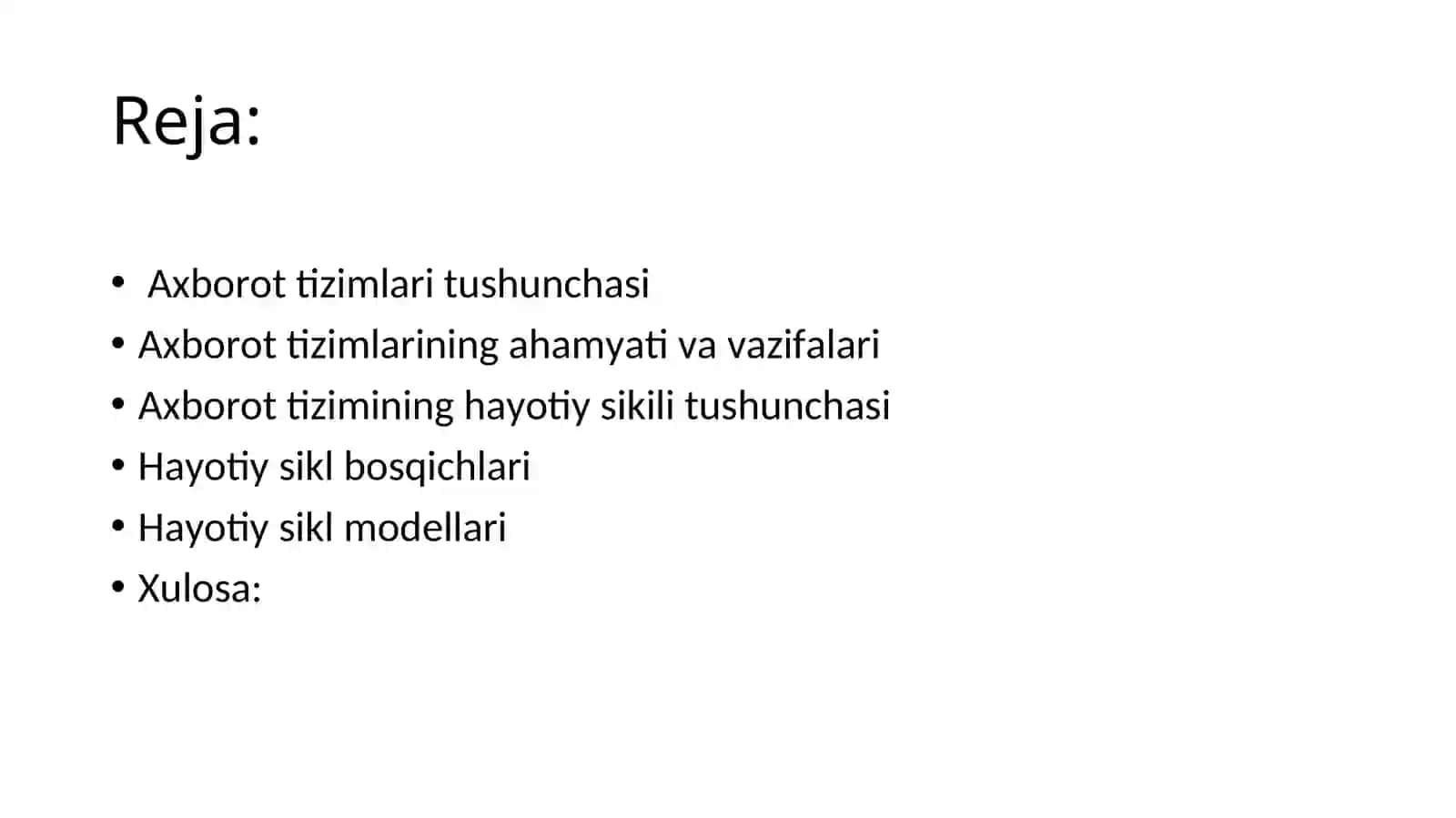 Axborot tizimlari va ularning hayotiy sikli 2