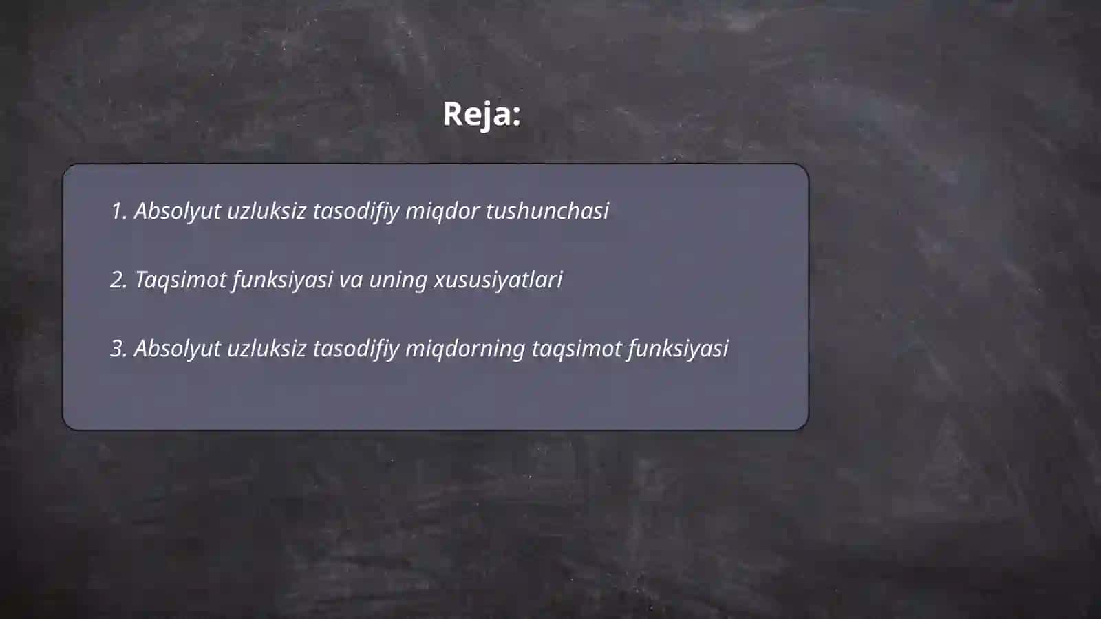 Absalyut uzluksiz tasodifiy miqdorning taqsimot funksiyasi va ehtimoliy taqdimot zichligi 2