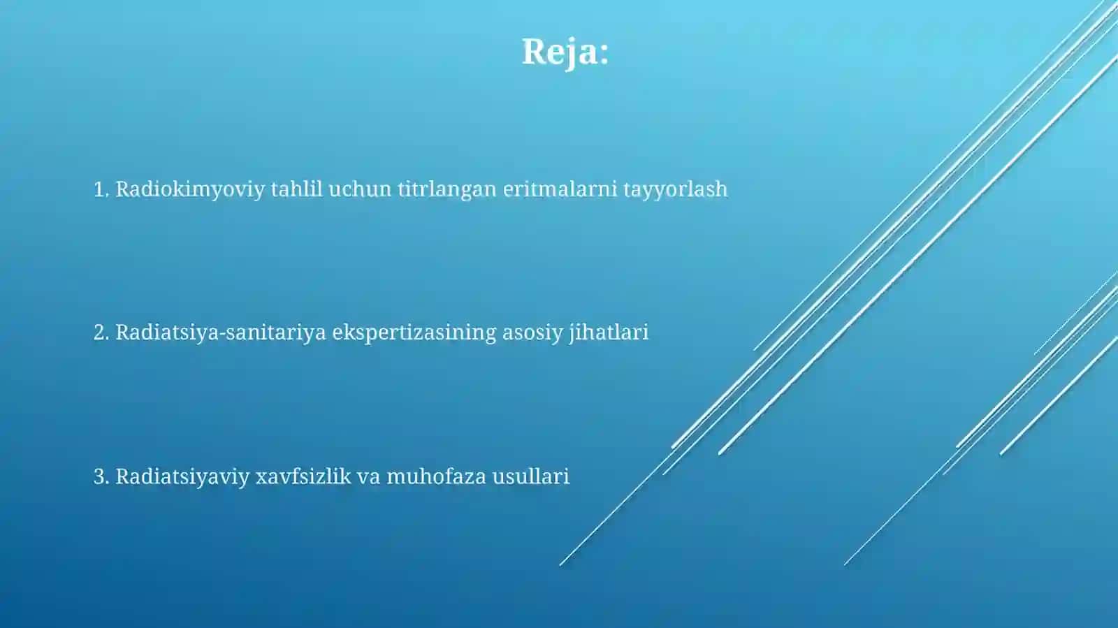 Radiokimyoviy tekshirish uchun titrlangan eritmalarni tayyorlash. Radiatsion-sanitariya ekspertizasi 2