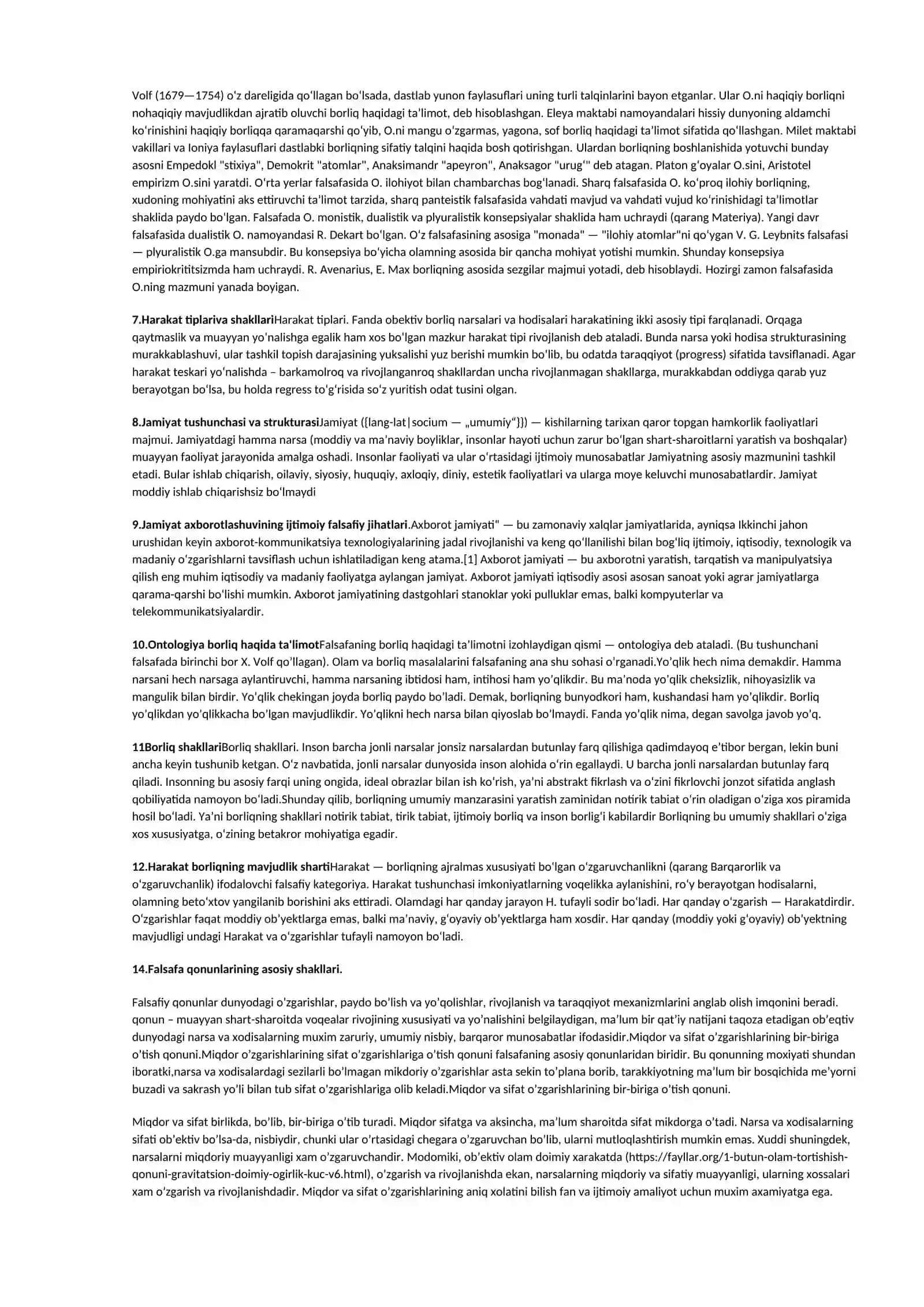 Falsafaning predmeti, tuzilishi, funksiyalari, yangi sohalari? 2