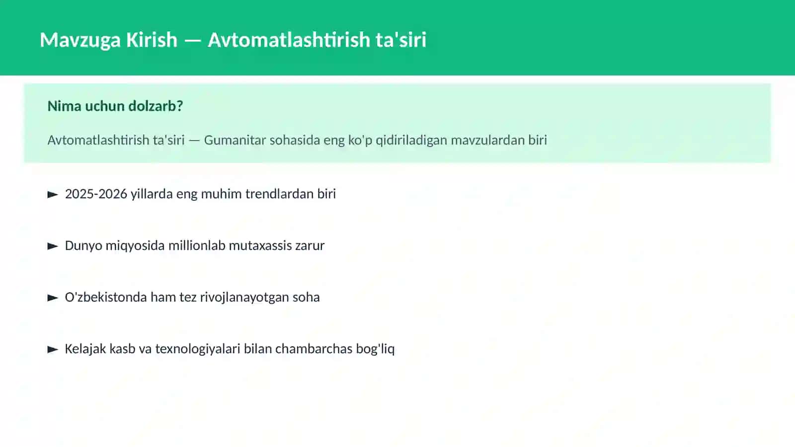 Avtomatlashtirish ta'siri 2