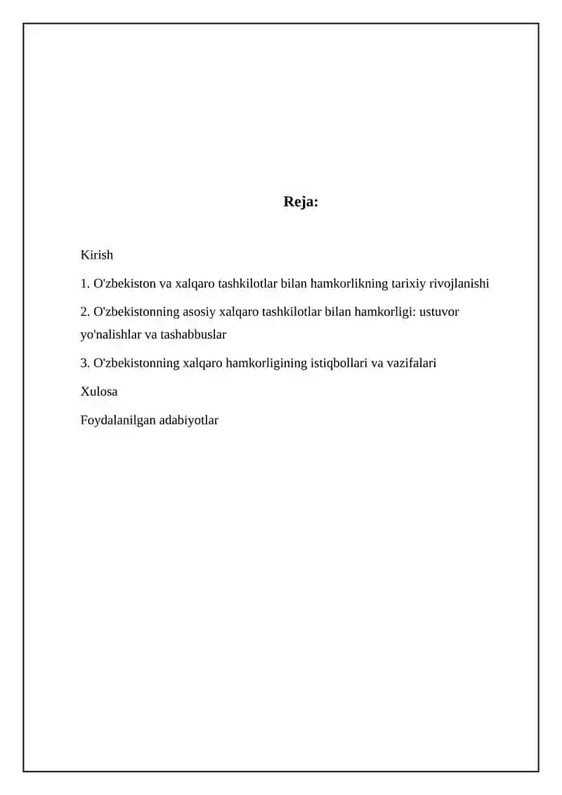Oʻzbekistonning xalqaro tashkilotlari bilan aloqalari 2