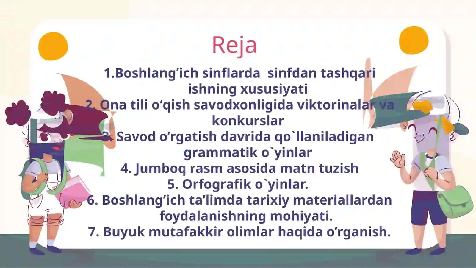 Ona tili o‘qish savodxonligi fanidankonkurs, bellashuvlar va mashg‘ulotlarni tayyorlash va o‘tkazish metodikasi 2