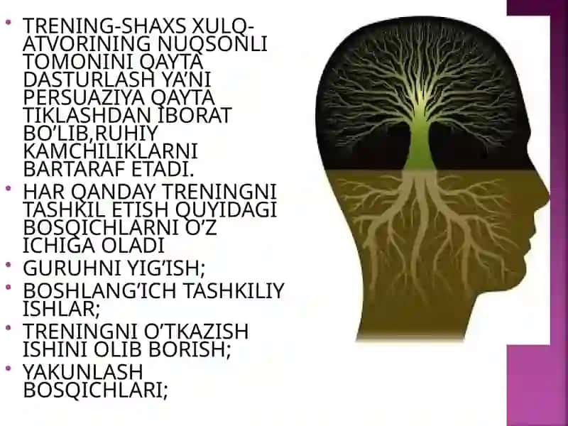 TRENING-SHAXS XULQ-ATVORINING NUQSONLI TOMONINI QAYTA DASTURLASH 2