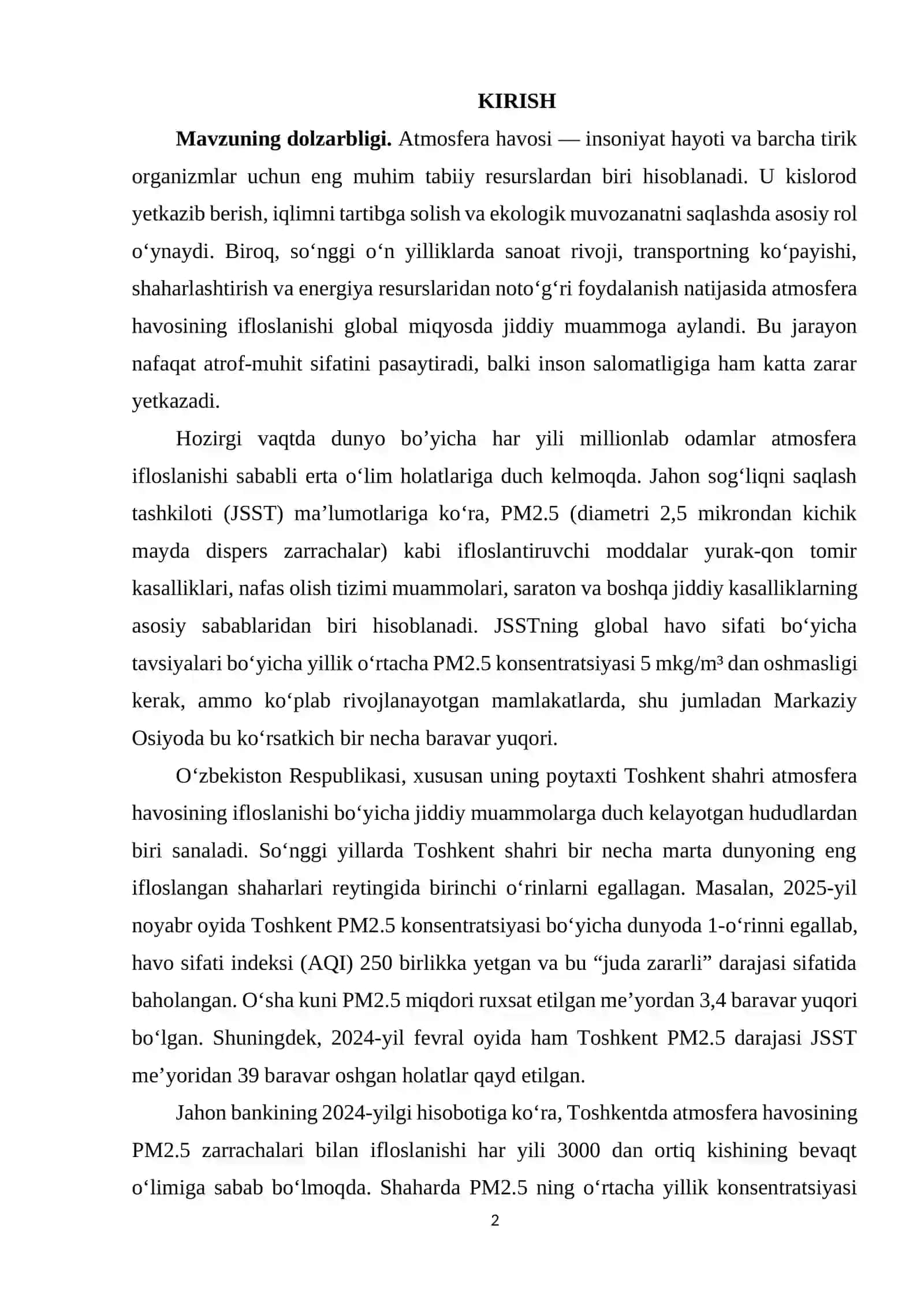 Meteorologik omillarning atmosfera havosidagi zararli moddalari 2