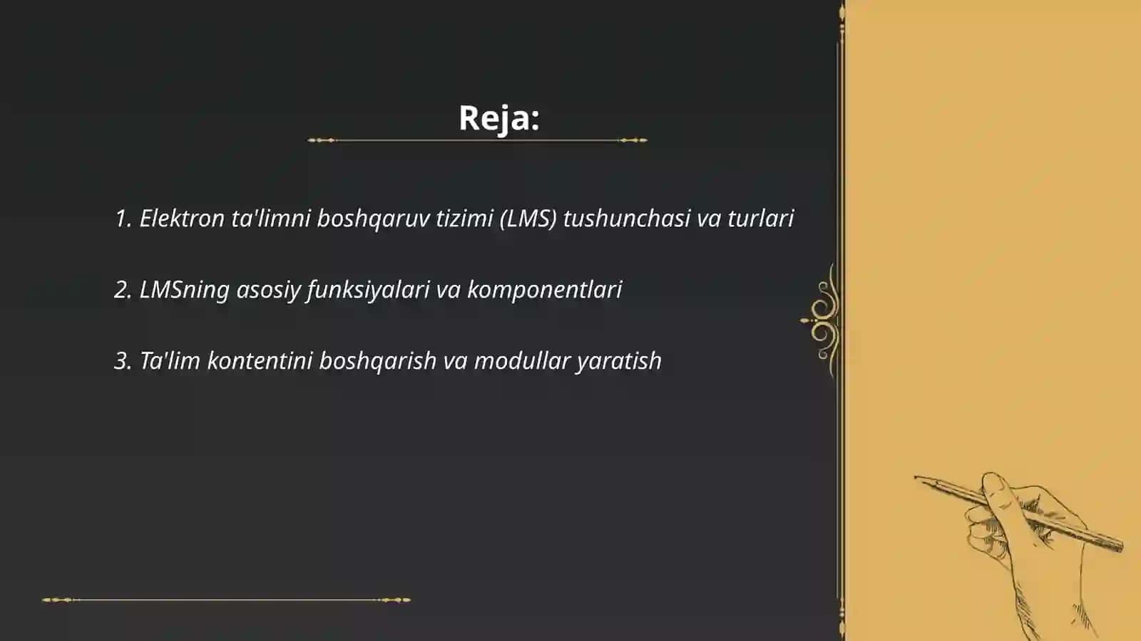 Elektron ta'limni boshqaruv tizimi mavzusida taqdimot 2