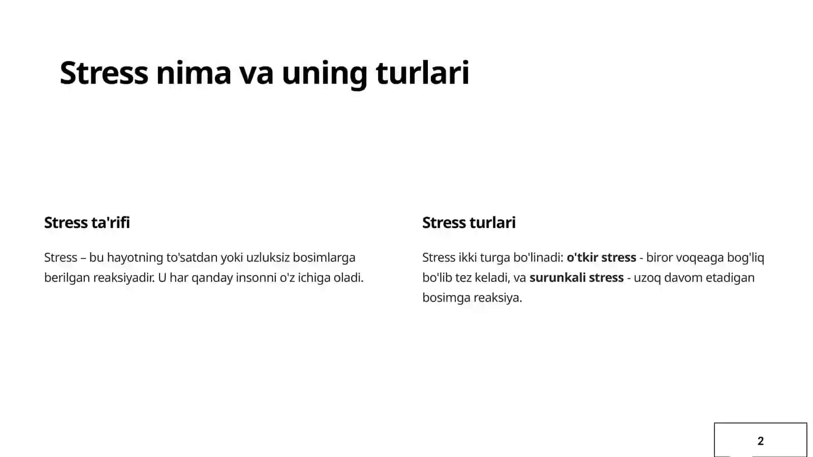 Psixologik stress: Sabablari va uni boshqarish 2