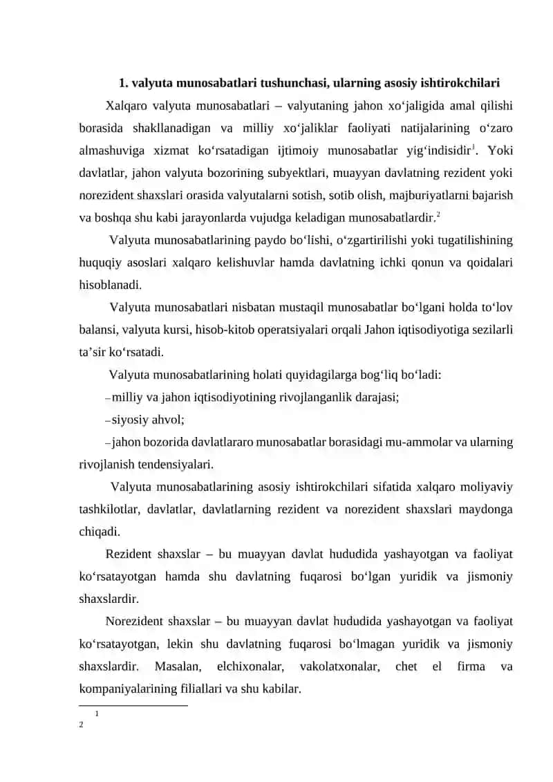 Valyuta munosabatlari va valyuta tizimi 2