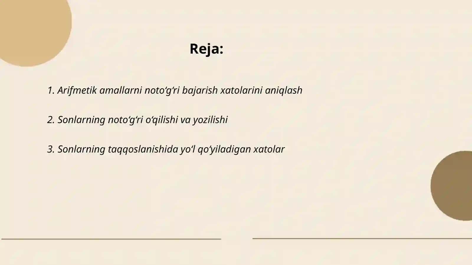 Hisoblash malakalarini tekshirish uchun nazorat ishlari 2