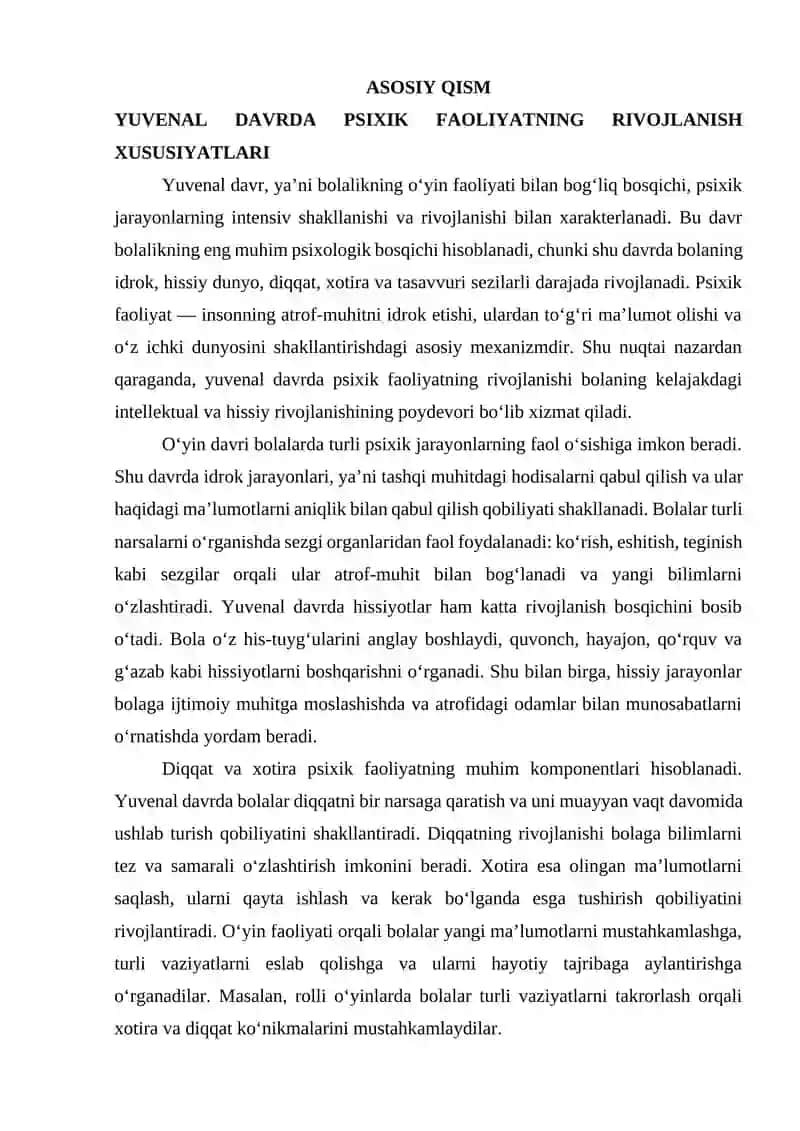 PSIXIK FAOLIYATNING YUVENAL (O‘YIN) DAVRDA RIVOJLALANISHI 2