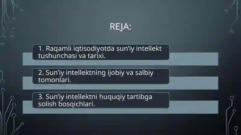 Sun’iy intellektni huquqiy tartibga solishni rivojlantirish 2