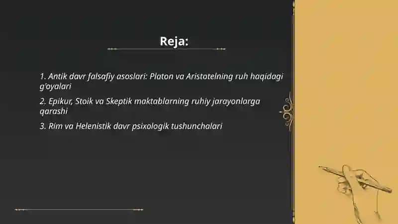 Psixologiya fanining tarixiy rivojlanish bosqichlari (antiklikdan zamonaviy kognitiv psixologiyagacha) 2