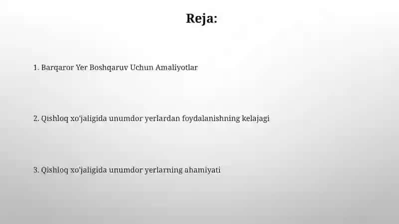 Barqaror Qishloq xo'jaligi amaliyotlari 2