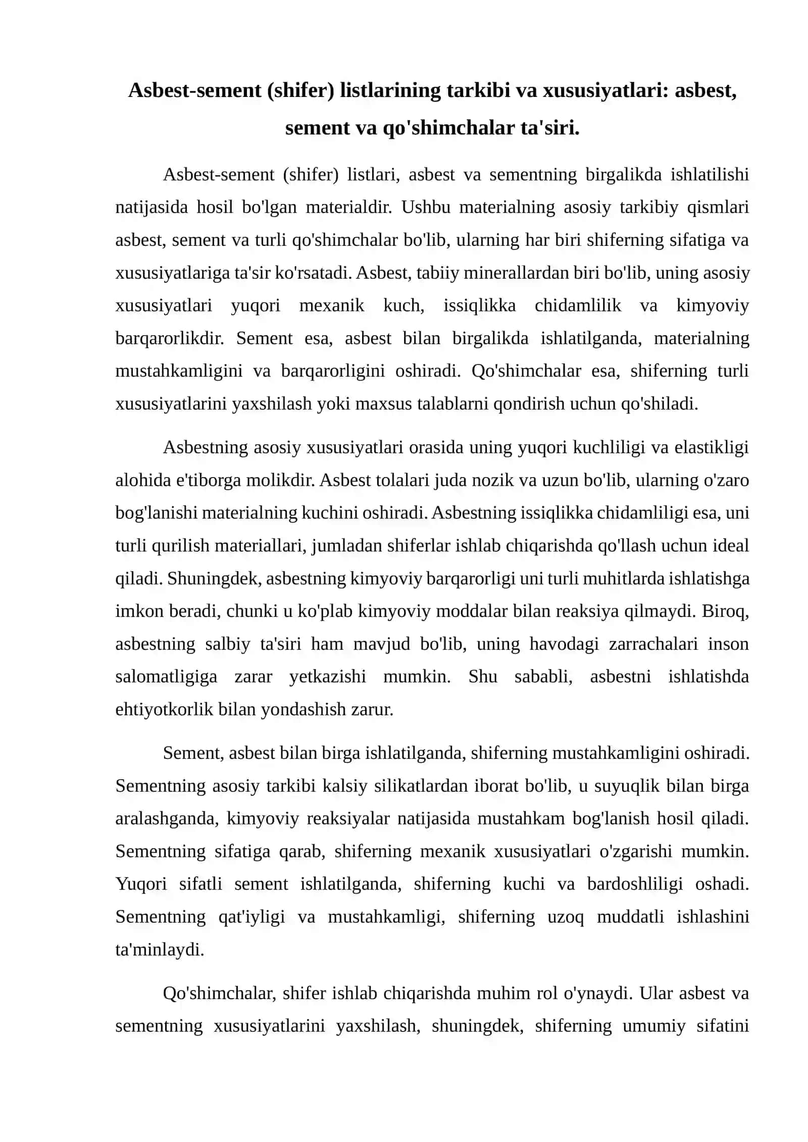 Asbest-sement (shifer) listlari qoliplash texnalogik jarayonining oziga xos xususiyatlari 2