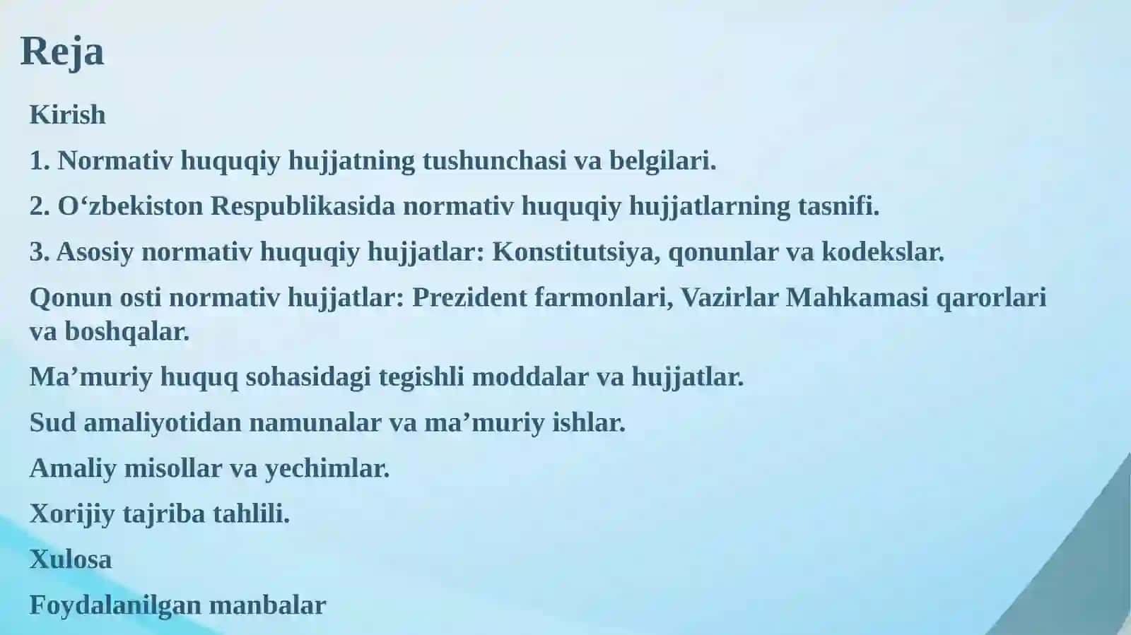Normativ huquqiy hujjatlar va ularning tasnifi 2