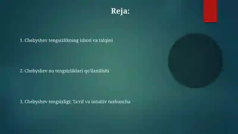 Chebishev tengsizligi 2