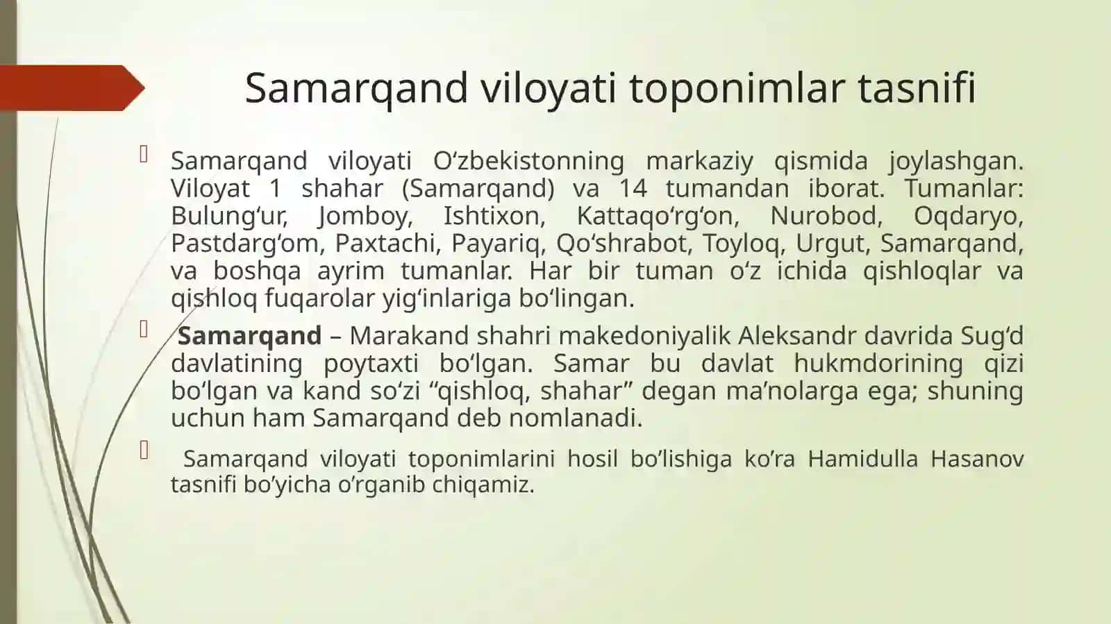 SAMARQAND VILOYATI TOPONIMLARI 2