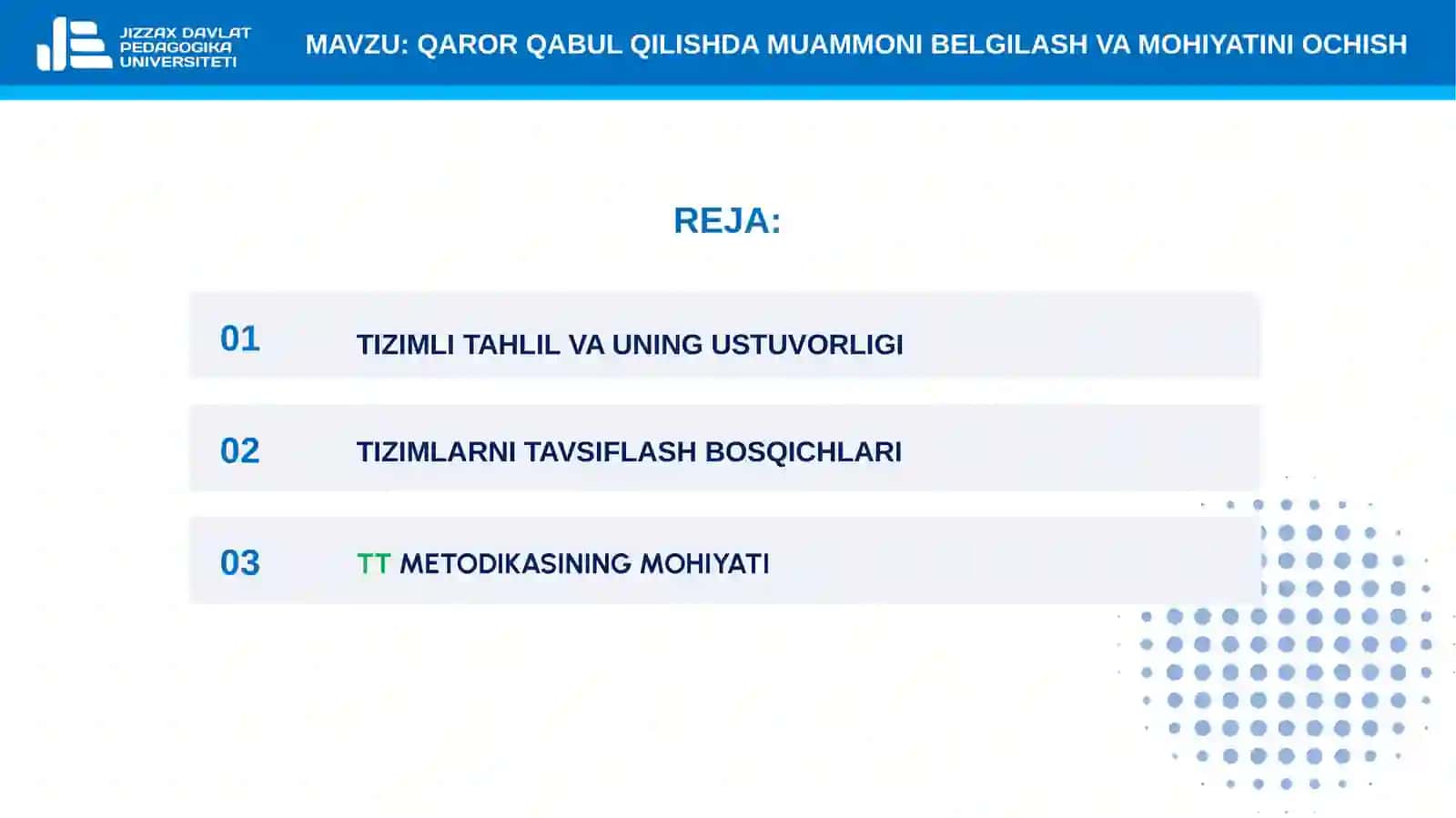4-mavzu. Qaror qabul qilishda muammoni belgilash va mohiyatini ochish 2
