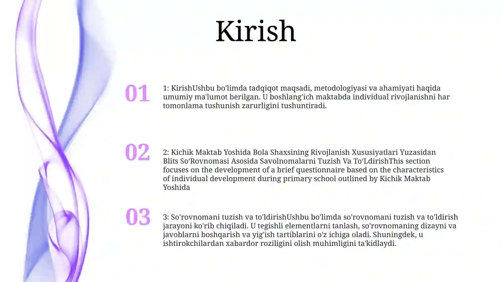 Kichik Maktab Yoshida Bola Shaxsining Rivojlanish Xususiyatlari Yuzasidan Blits SoʻRovnomasi Asosida Savolnomalarni Tuzish Va ToʻLdirish 2