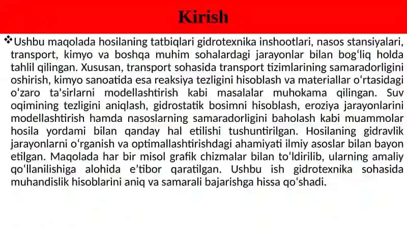 Hosilaning turli sohalardagi masalalarni yechishda tadbiqlari 2