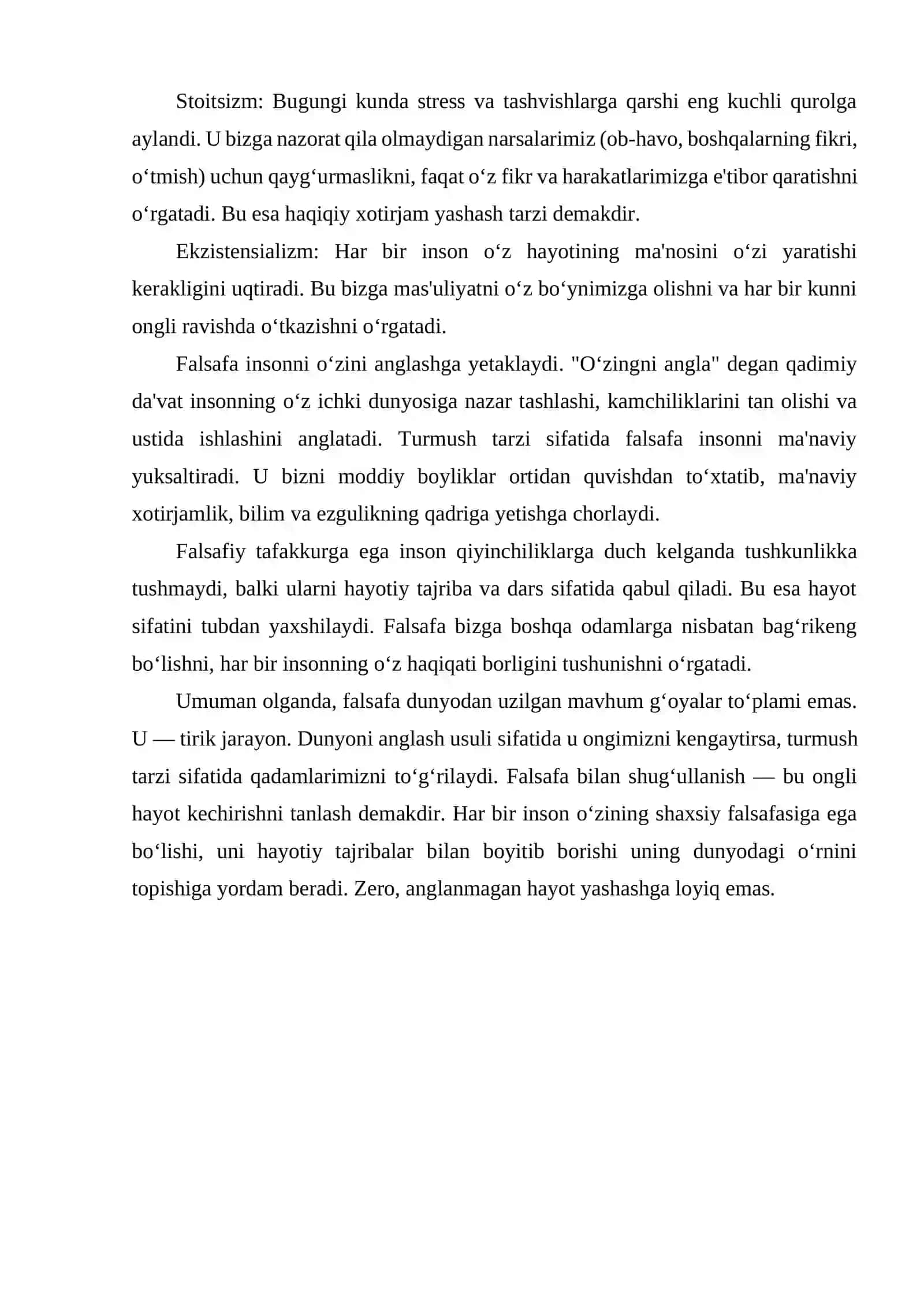 FALSAFA TURMUSH TARZI VA DUNYONI ANGLASH USULI 2