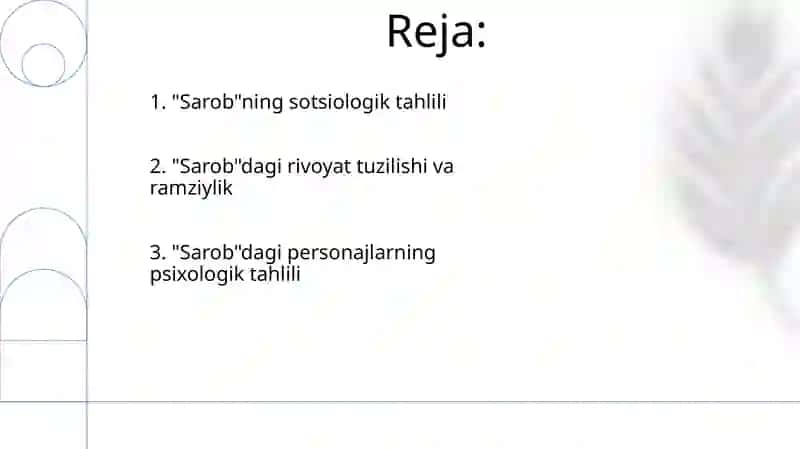 Abdulla Qahhorning sarob romanini turli xil metod bilan tahlil qilib ber 2