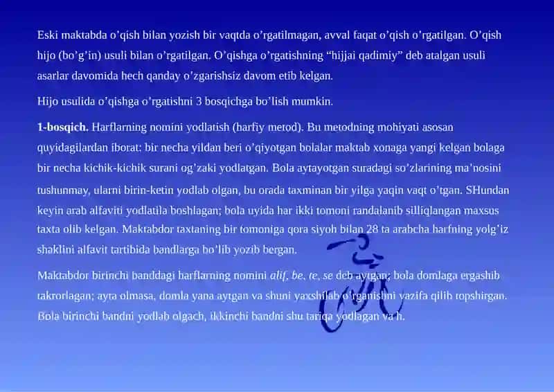 Eskimaktabdaoqishvaoqitish usullari 2