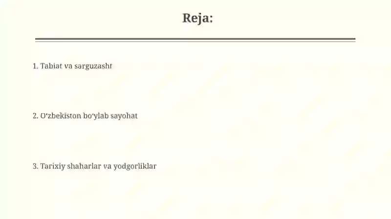 Oʻzbekiston boʻylab sayohat 2