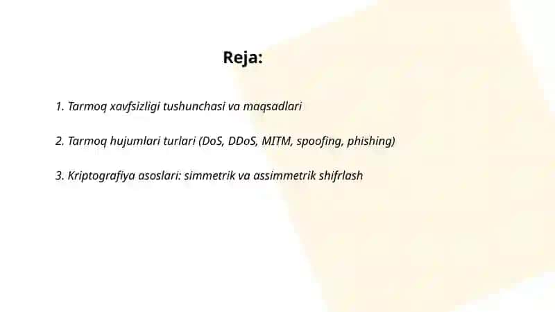 Tarmoq xavfsizligi asoslari 2