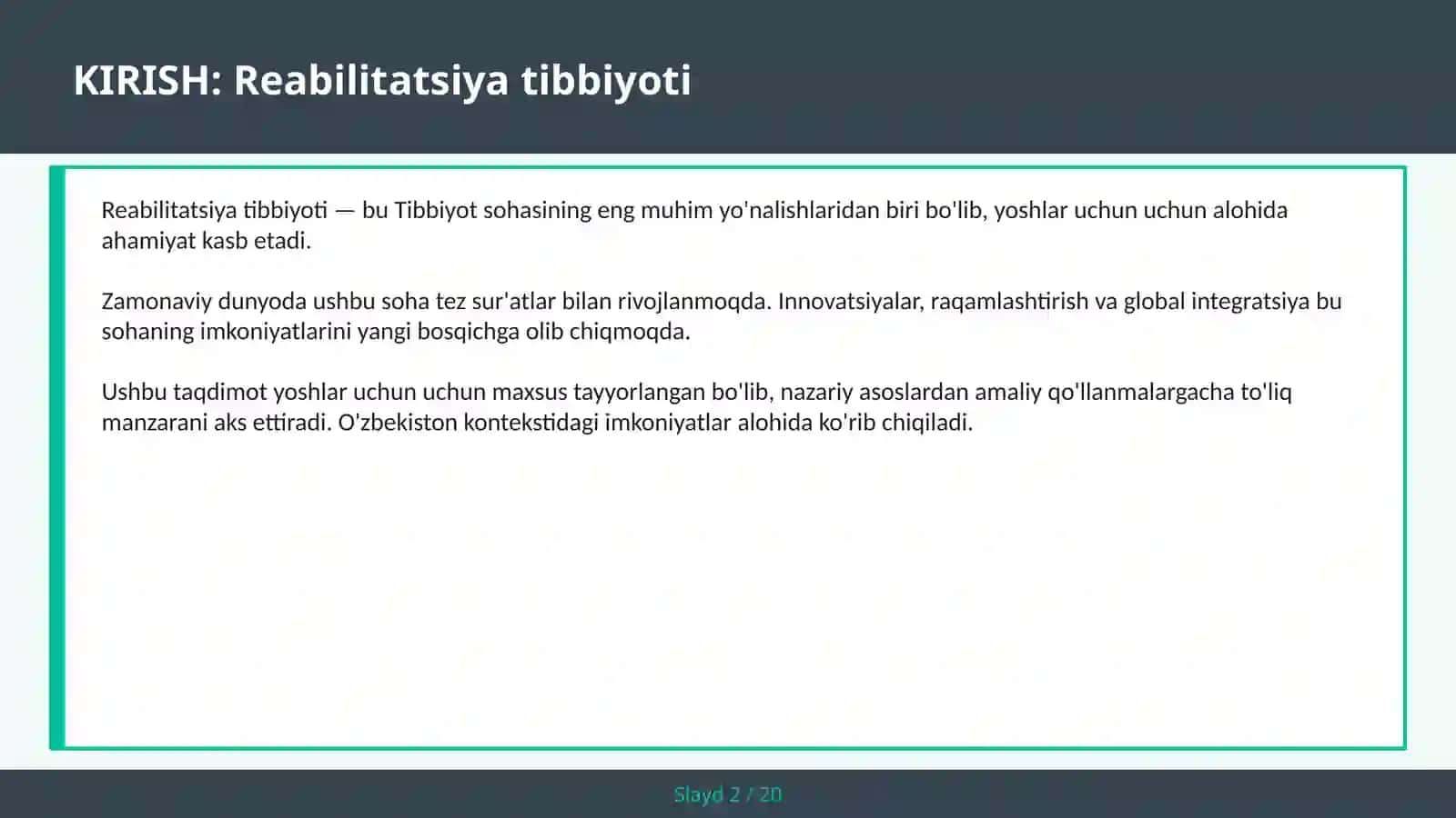 Reabilitatsiya Tibbiyoti 2