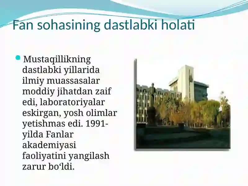 Mustaqillik yillarida Oʻzbekistonda fan, taʼlim, sport, sanʼat-adabiyot va sogʻliqni saqlash rivoji 2