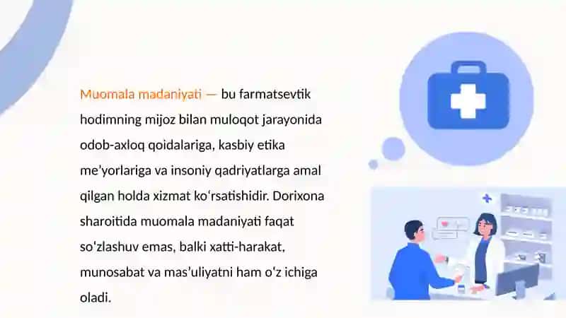 Farmatsevtik Hodimlar va Mijozlar O‘rtasidagi Muomala Madaniyati 2