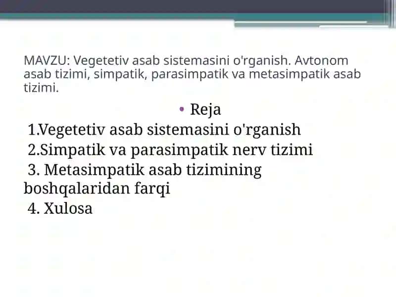 Vegetativ asab sistemasi 2