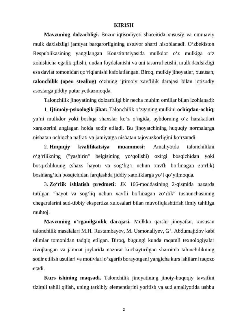 TALONCHILIK JINOYATINING JINOIY HUQUQIY TAHLILI 2