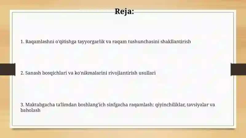 Raqamlashni o'qitishga tayyorgarlik 2