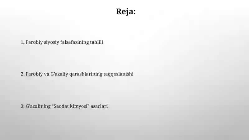 Farobiyning siyosat falsafasi va Gʻazzoliyning kimyoiy saodat asarlari tahlili 2