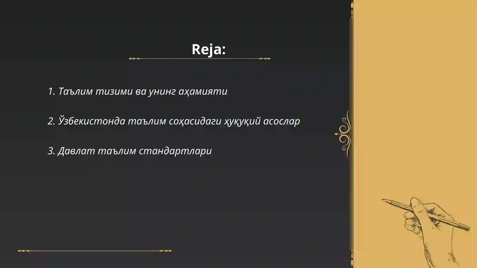Узбекистон Республикаси "Талим Тогрисидаги" конуннинг мохияти 2