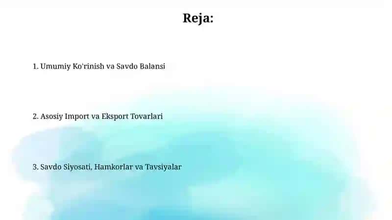 Import-eksport operatsiyalari xisoboti 2