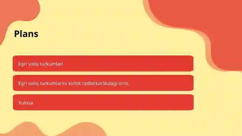 Egri soliq turkumlari va ularning kichik tadbirkorlik ro'yxati 2