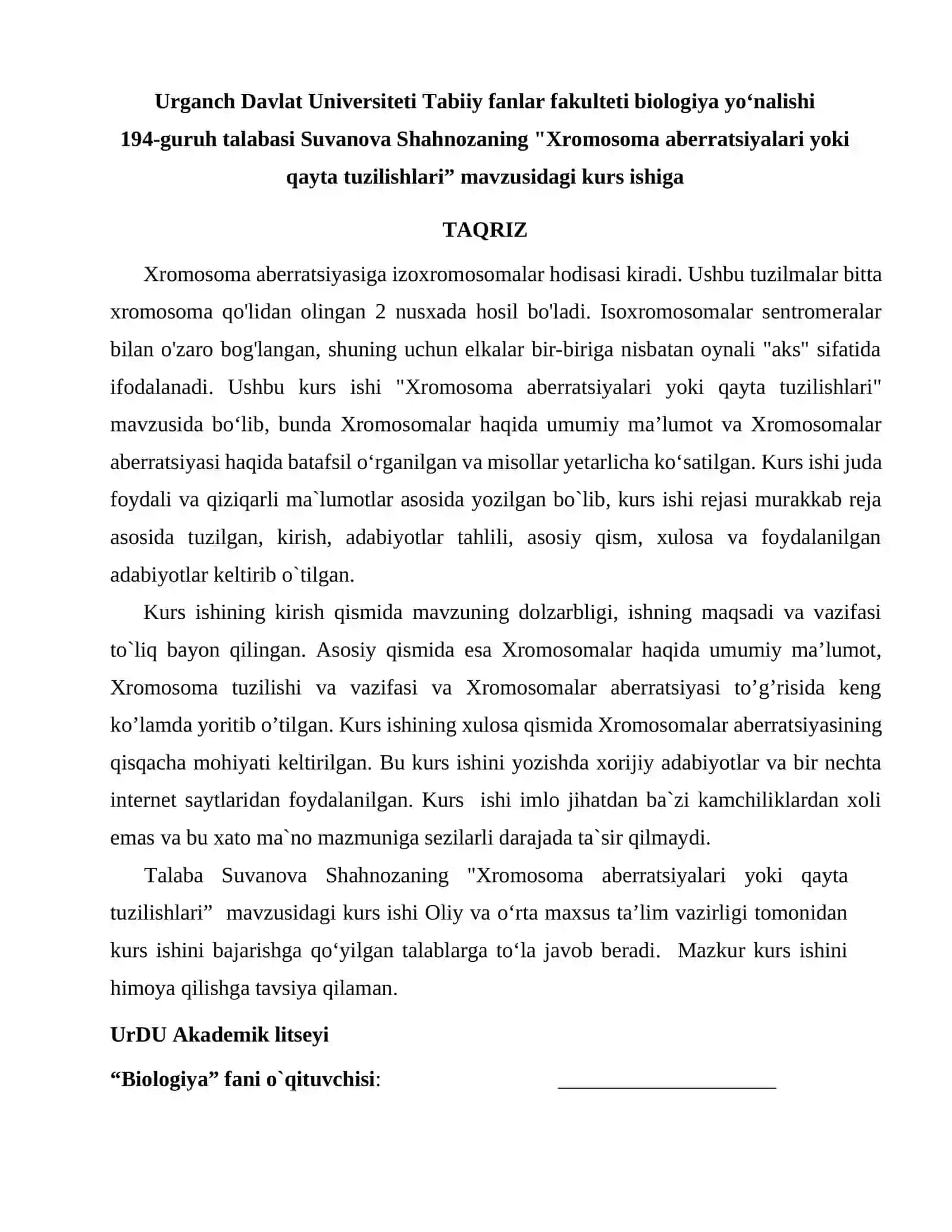 Xromosoma aberratsiyalari yoki qayta tuzilishlari 2