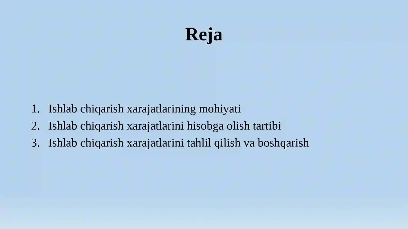 Ishlab chiqarish xarajatlari hisobi 2