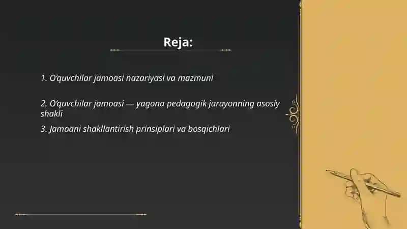 O‘quvchilar jamoasi yagona pedagogik jarayonning asosiy shakli 2