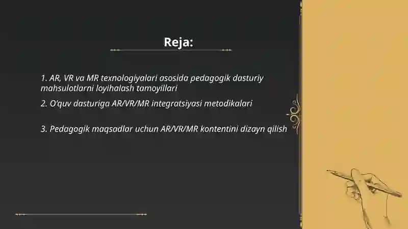 AR |VR |MR texnologiyalari asosida pedagogik dasturiy maxsulotlar yaratish 2