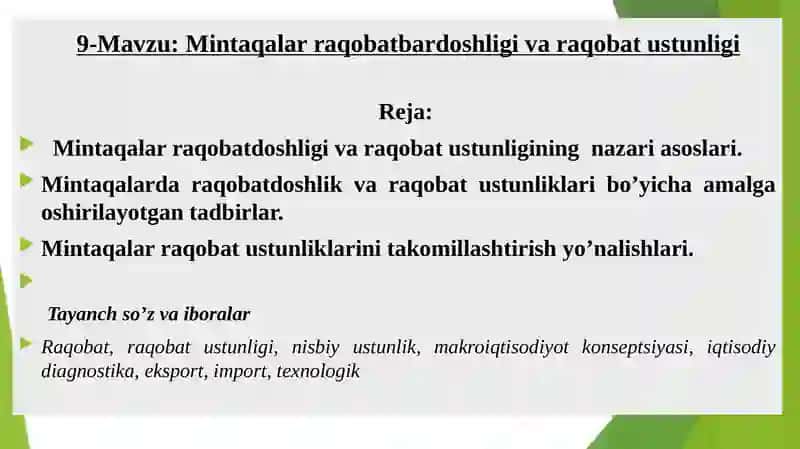Mintaqalar raqobat bardoshligi va raqobat ustunligi 2