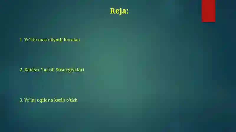 Xavfsizlik qoidalarini o'rgatish 2