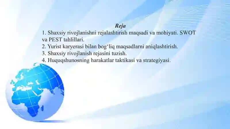 Huquqshunosning shaxsiy rivojlanish rejasi 2